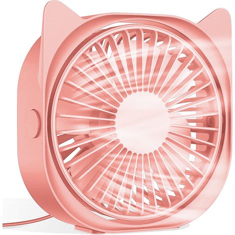 1 Ventilateur de bureau, 3 vitesses, rotation 360°, silencieux, USB, pour maison, bureau, voyage (1/5)