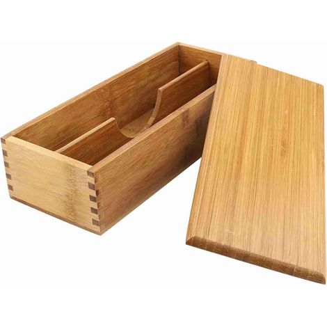 Organisateur de couverts, 27 x 11 x 6,6 cm, boîte à baguettes en bambou japonais, boîte de rangement pour couverts, cuillères, baguettes, ustensiles de cuisine (1/5)