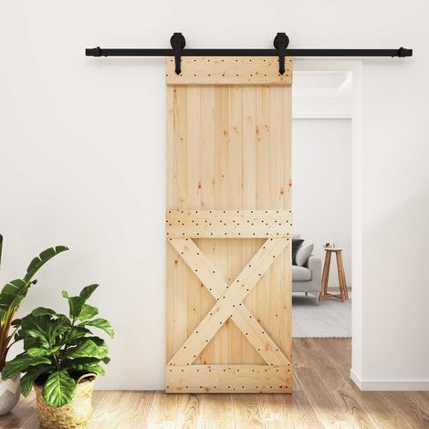 vidaXL Porta scorrevole Naturale e Nero 80 x 210 cm