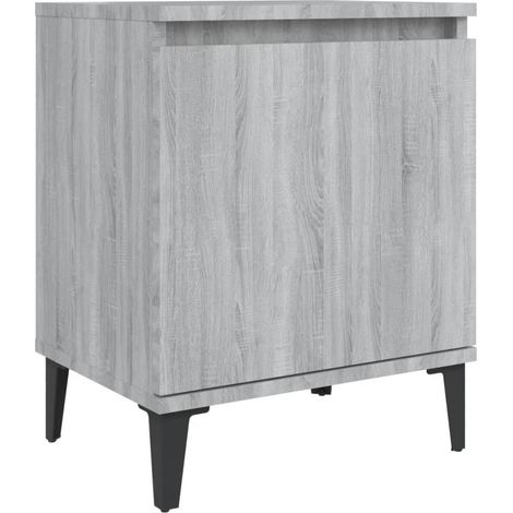 Maison Exclusive - Nachttisch mit Metallbeinen Grau Sonoma 40x30x