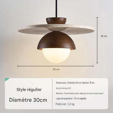 Suspension S pierre travertin noyer, douille G9 220V, LED chaud (1/5)