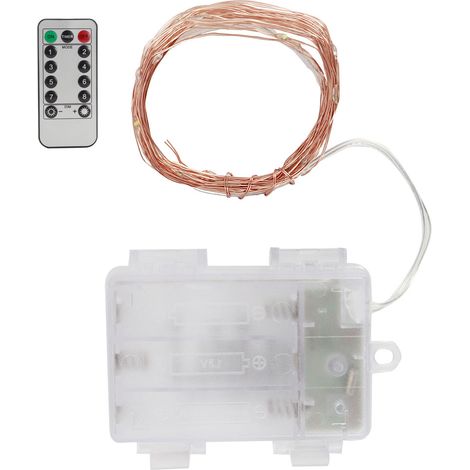 Guirlande LED fil cuivre 5m avec télécommande blanc chaud pour décoration Noël mariage fête (1 guirlande + 1 télécommande) (1/5)