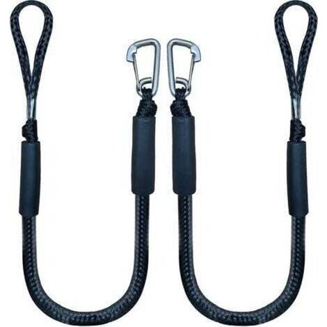 Bungee Dock Line avec crochet corde d'amarrage noire pour bateau 4 pieds paquet de 2 et noir (1/5)
