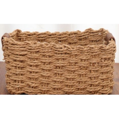 Panier de rangement artisanal en imitation rotin, panier de rangement ménager, organiseur de bureau, pour salon (231712 cm) (1/5)