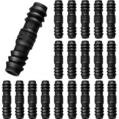 Lot de 20 raccords cannelés d'irrigation goutte à goutte pour tuyau de 1,27 cm (diamètre extérieur 16 mm) - Connecteurs barbelés - Connecteurs de ligne goutte à goutte - Système d'arrosage (1/5)