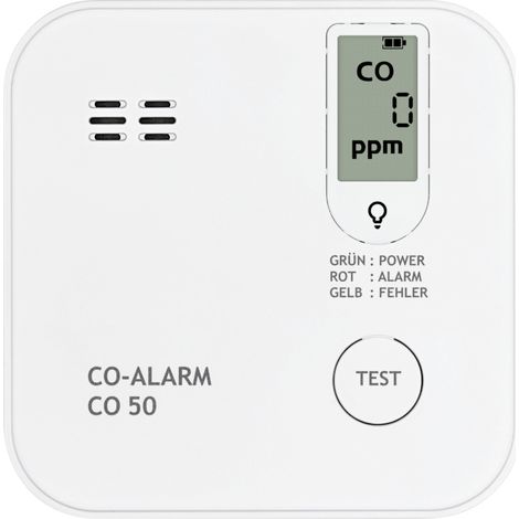 PENTATECH CO50 Kohlenmonoxid-Melder  inkl. 10 Jahres-Batterie, mit internem Sensor batteriebetrieben