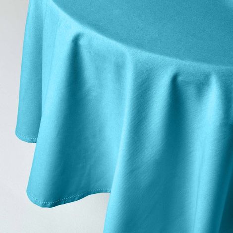 HOMESCAPES Tischdecke aus 100% Baumwolle, 180 cm rund, hellblau (1/5)