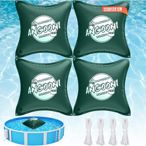 Lot de 4 coussins de piscine d'hiver XXL 120 x 120 cm Coussin d'air pour piscine avec double couture pour couverture de piscine Coussin de piscine pour l'hiver Avec valve Boston double (1/5)