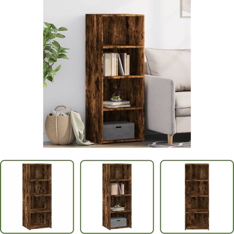 Rangement chambre - Buffet haut chêne fumé 45x41x124 cm bois d'ingénierie (1/5)