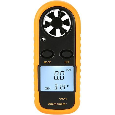 Anémomètre de poche, mini-jauge de vitesse du vent et de température avec écran LCD numérique pour planche à voile, cerf-volant, voile, surf, pêche (1/4)