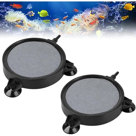 Pierre à air d'aquarium : 2 pièces pierre à bulles pour bassins avec ventouse, diffuseur d'air d'aquarium, diffuseur à bulles d'air, disque de pierre à air d'aquarium, pour bassins à poissons, seaux (1/5)