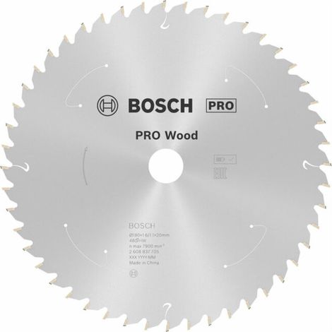 Lame de scie circulaire Bosch Standard pour bois, 190x1.6/1.1x20, 48 dents (1/5)