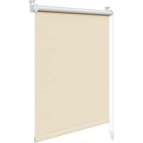 Store Occultant Enrouleur sans Perçage, Rideau Opaque avec Revêtement d'argent, Protection Soleil, pour Fenêtre ou Porte, 50x160 cm [Largeur du Tissu: 46 cm], Beige (1/5)
