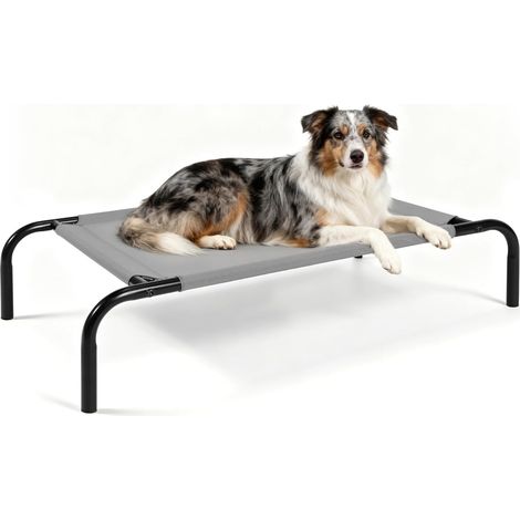 Lit surélevé pour Chien Respirant et Lavable Cadre acier robuste jusqu'à 34 kg, coussin rafraîchissant, pour chiens petits, moyens et grands, taille M (1/5)