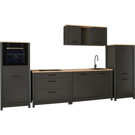 Cucina Componibile 5 Mobili Pensile Colonne Legno Antracite Rovere (1/5)