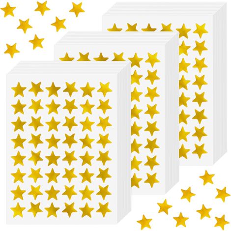Lot de 1 440 petites étoiles autocollantes en feuille d'or pour enfants, étudiants, enseignants, 1,4 cm de diamètre (1/4)