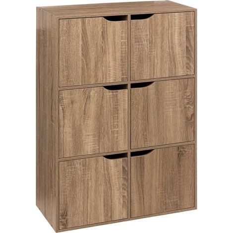 5Five Simply Smart – Étagère 6 cases en panneau de particules naturel 67,5x32x100,5 cm – Style scandinave pour rangement moderne – À monter soi-même (1/10)