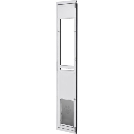 Porte pour Chien pour Porte Coulissante en Verre, Hauteur Réglable 1927-2049 mm, Cadre en Alliage d'Aluminium avec Volet, Verrouillage, pour Grands Chiens, Porte Coulissante à Ouverture 180° (1/5)
