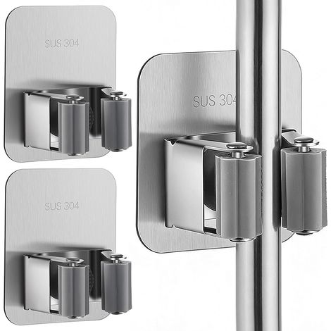 3 Pièces Accroche Balai, Porte Balai Mural, Acier inoxydable Porte Outils Mural, Support De Vadrouille, Pour Salle De Bain Cuisine Bureau Placard Jardin Garage (1/5)
