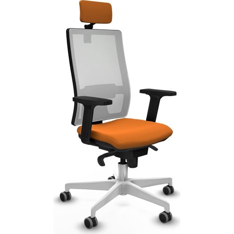Horna sincro malla blanca similpiel naranja brazos 2D base blanca cabecero 2D ruedas 65mm engomadas (1/5)