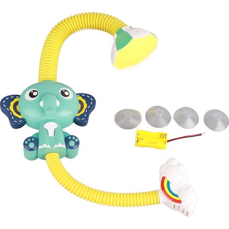 Douche électrique pour enfants en forme d'éléphant macaron, jet d'eau, jouet de bain bébé, bleu (1/5)