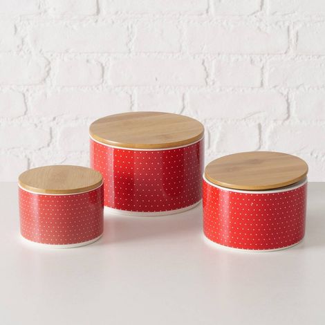 Keramikbehälter mit Bambusdeckel LILLY, 3er-Set