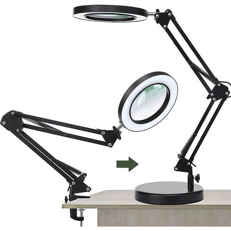 Multifunktionaler 2-in-1-Lesetisch mit 10-facher Vergrößerungsglas und Leselampe Augenbrauen- und Strassstickerei-Werkzeuge Ausrüstung zur Reparatur von Schaltungen. (1/5)