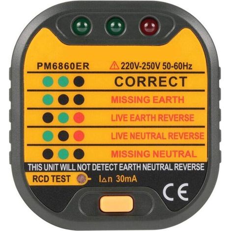 Automatic Electrical Plug Tester 50-60Hz For Home PM6860BG / DR/ER, RCD Test Function (EU Plug) (1/5)