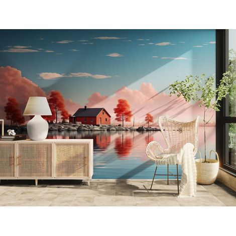 Papier peint paysage lac miroir 1 - 150 x 250 cm (1/2)