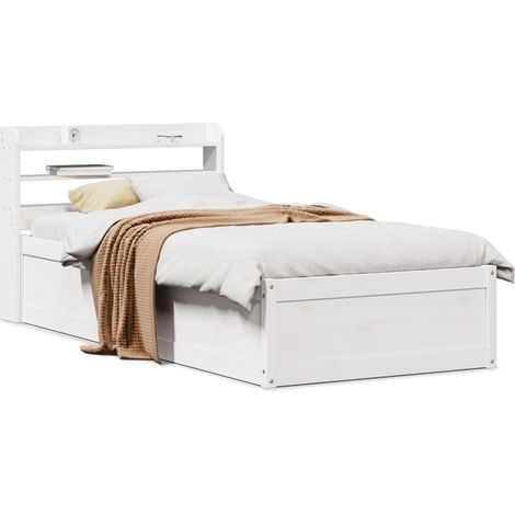 Estructura de cama con cabecero madera pino  90x190 cm