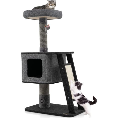 COSTWAY 108 cm Árbol para Gatos con Rampa, Torre para Gatos con Plataforma Superior, Condominio, Bola Colgante, Centro de Actividades de 3 Niveles para Gatos (1/5)
