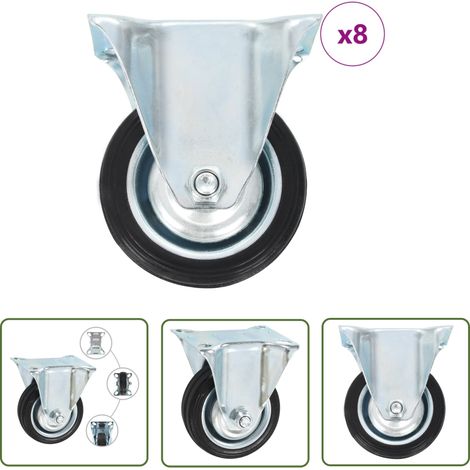 The Living Store 8 pcs Roulettes fixes 75 mm - Roulettes Fixes - Roulettes Industrielles - Roues Fixes - Accessoires Meuble - Manutention Charges Lourdes (1/5)