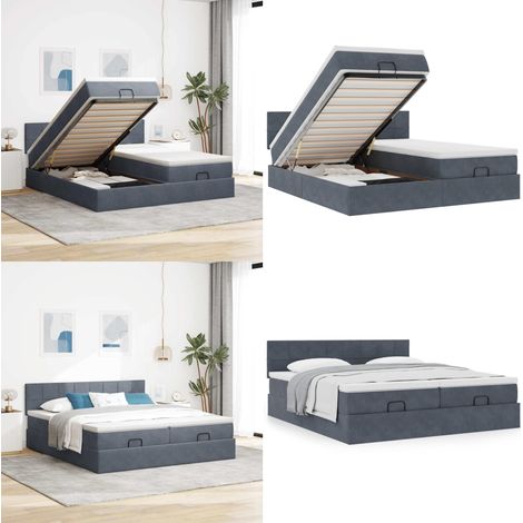 Struttura Letto Pouf con Materassi 180x200 cm Velluto - Materasso a molle insacchettate - Letto con stoccaggio