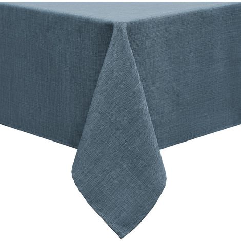 Eckige Tischdecke 140x240 cm Blau Leinenoptik mit Lotuseffekt