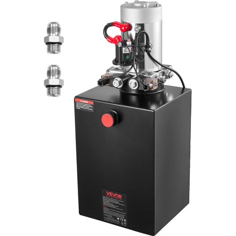 Pompe Hydraulique à Double Effet, Groupe de Bennage pour Camion 19 L, pour Remorque à Benne Basculante Camion-benne, Pression de Décharge Max. 22 MPa, Débit 3,4 L/min, Réservoir Métallique Noir (1/5)