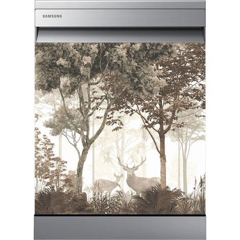 Stickers Lave vaisselle - Forêt - 60x60 cm - Adhésif BRILLANT (1/2)