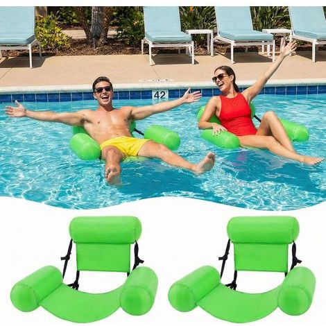 Set aus 2 grünen, schwimmenden Hängematten für Erwachsene, robust und langlebig, perfekt für Sommerpartys, Strand, Seen und andere Wasseraktivitäten. (1/5)