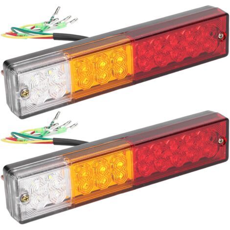 Paire de feux arrière rectangulaires 20 LED étanches 12V – Feux de freinage et de signalisation – Installation directe pour remorque et camping-car - 20led (1/5)