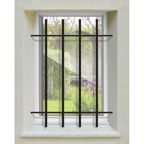 DMS – Grille de défense rétro pour fenêtre – Acier prépeint noir – Dimensions H 45 cm x L 40 cm – Pose facile par scellement