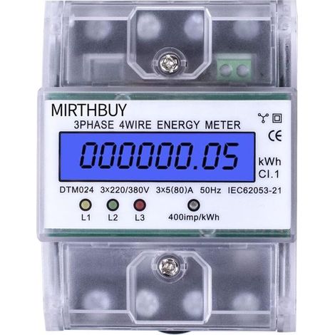 Compteur électrique numérique 220/380 V 5 80 A Consommation d'énergie : 220/380 V Compteur électrique numérique Compteur CA 3 phases 4 fils KWh Compteur intermédiaire LCD pour systèmes (1/5)