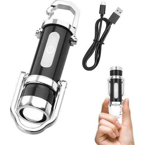 Mini porte-clés super lumineux 1200 lm, lampe de poche avec zoom variable, lampe de poche portable, lampe de poche étanche pour la maison, les voyages, le camping en plein air [Classe énergétique F] (1/5)