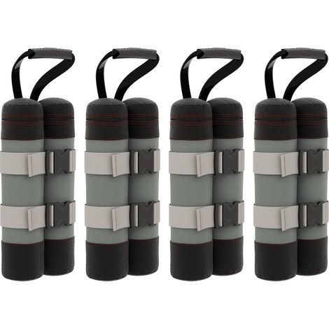 Set 4 Pesi per Gazebo Riempibili con Sabbia fino a 12 kg, in Tessuto Oxford 168D, 20x10x43 cm, Nero e Grigio
