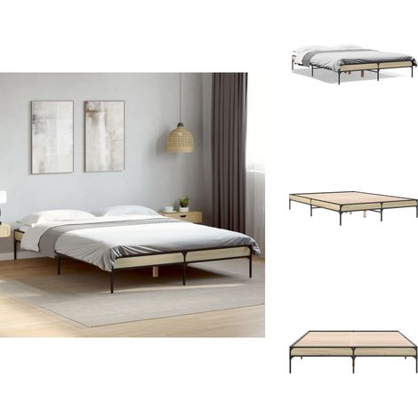 Cadre de lit sans matelas chêne sonoma 160x200 cm - Cadre De Lit - Lit Double - Lit En Bois - Lit Design - Literie (1/5)