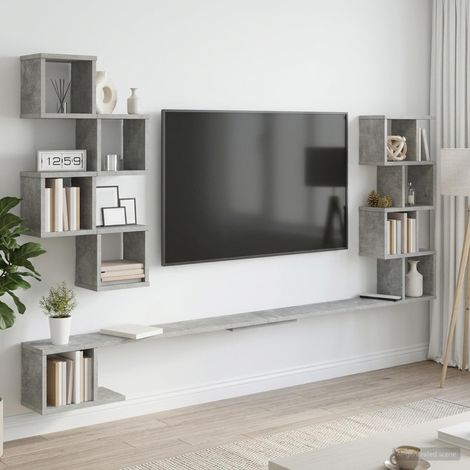 vidaXL Estante de TV Montado en la Pared Gris Hormigón (1/5)