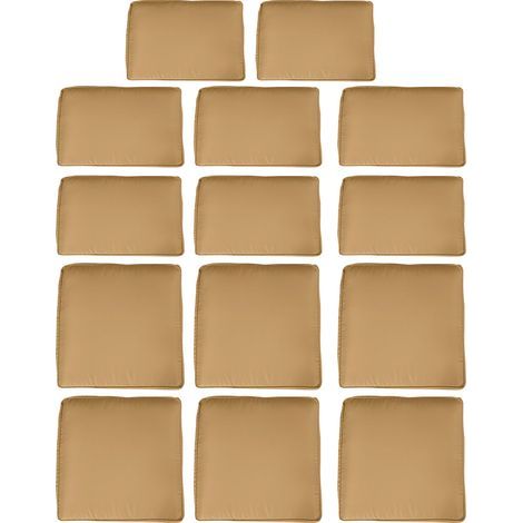 Housse de coussin Lot de 14 Housses de Rechange Coussins Salon de Jardin - 6 Housses Coussin d'assise, 8 Housses Coussin Dossier Marron (1/5)