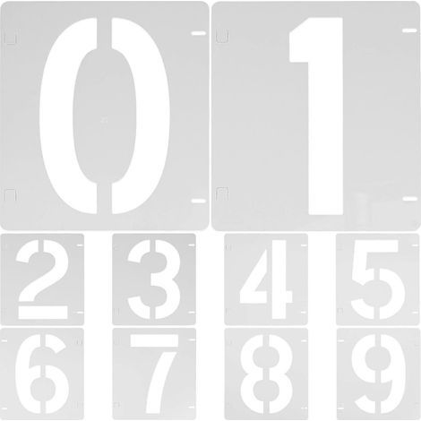 10 feuilles de pochoirs de chiffres pour peinture, pochoirs en plastique, modèles de chiffres pour style ferme-White (1/4)
