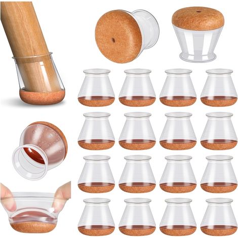 Chair Leg Protectors, Silicone Chair Pads with Thickened Felt, 16 Pieces Transparent Small Chair Pads, Floor Protectors, Reduce Scratches (1/5)