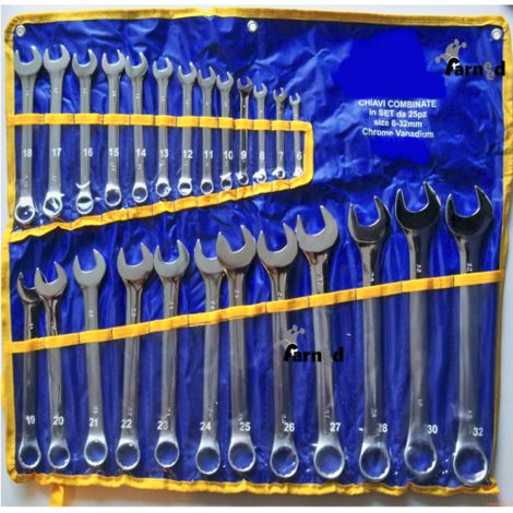 CHIAVI COMBINATE CHROME VANADIUM LUCIDE 25 PZ 6 32 ASTUCCIO PROFESSIONALI 971