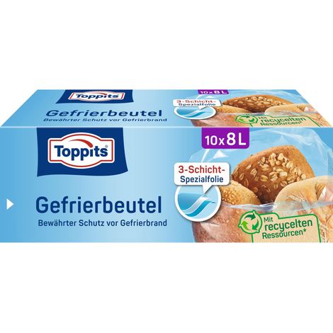 Toppits in busta trasparente, 8 litri, supporto fondo, 10 pz, trasparente (1/5)