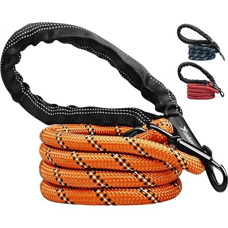 Candure Laisse Chien avec Souples Poignée Rembourrée et Antidérapant Corde pour Chien de Dressage Aux Chiot, Petits, Moyens et Gros Chiens Convient Course à Pied Jogging et Randonnée (Orange)